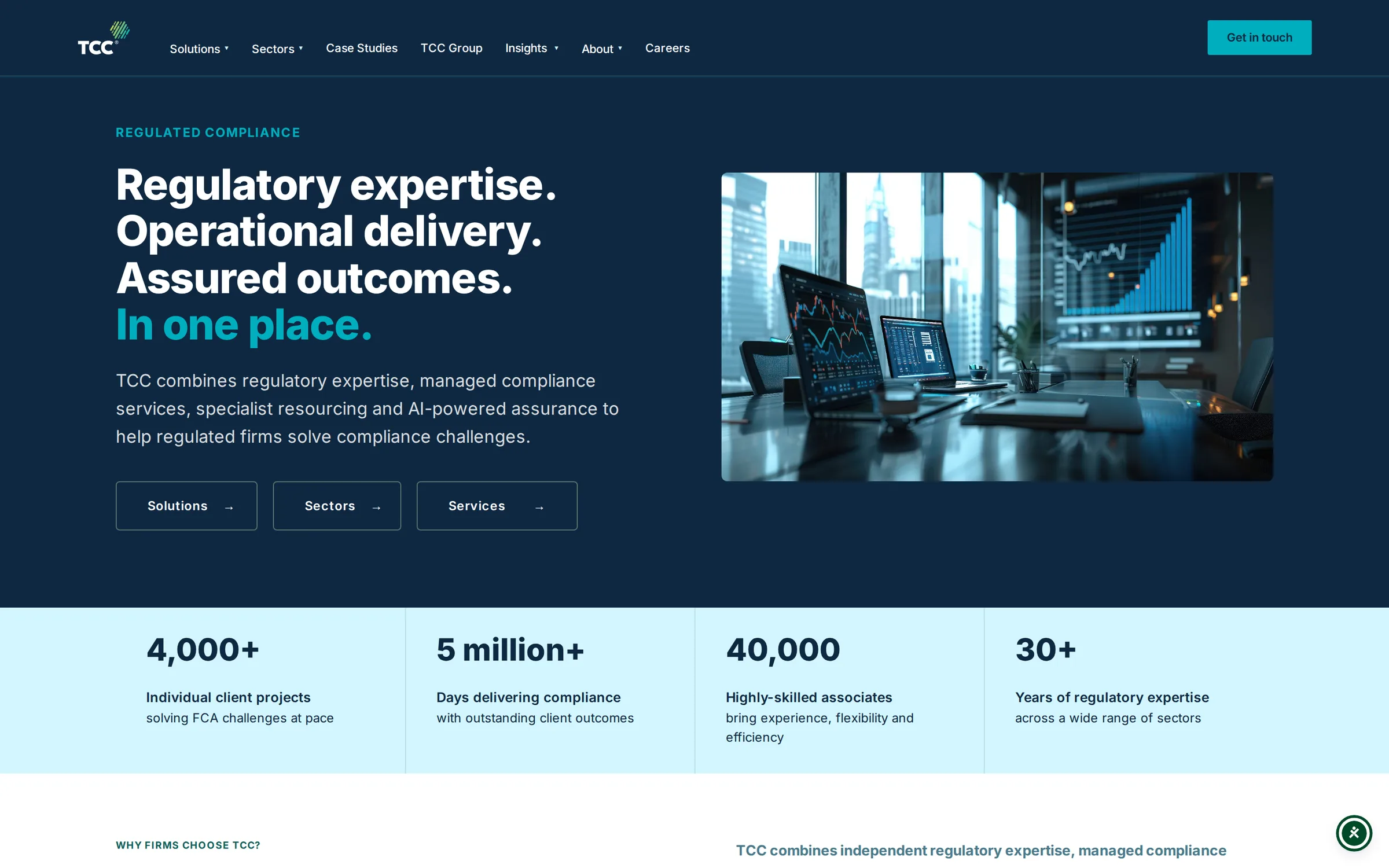 The new tcc.group home page, built by TCC's team to the plan