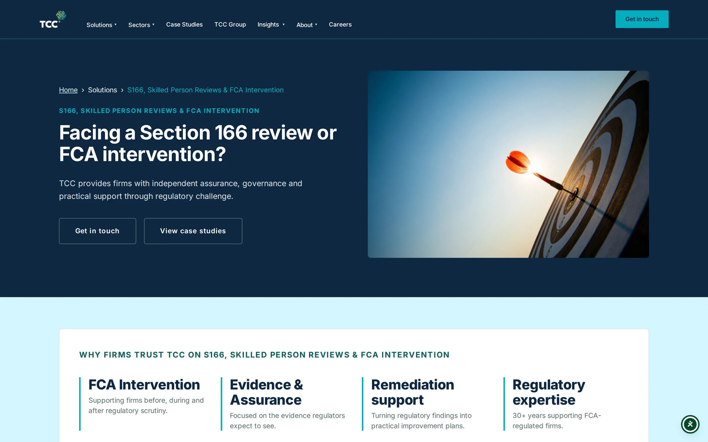 TCC Group solution page for Section 166 and FCA intervention