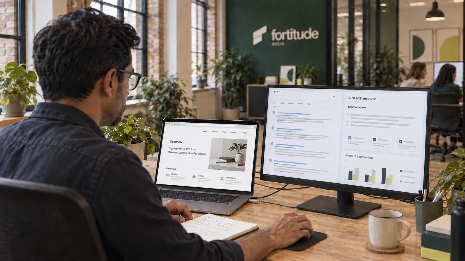 Comparing how AI assistants answer buyer questions across two screens