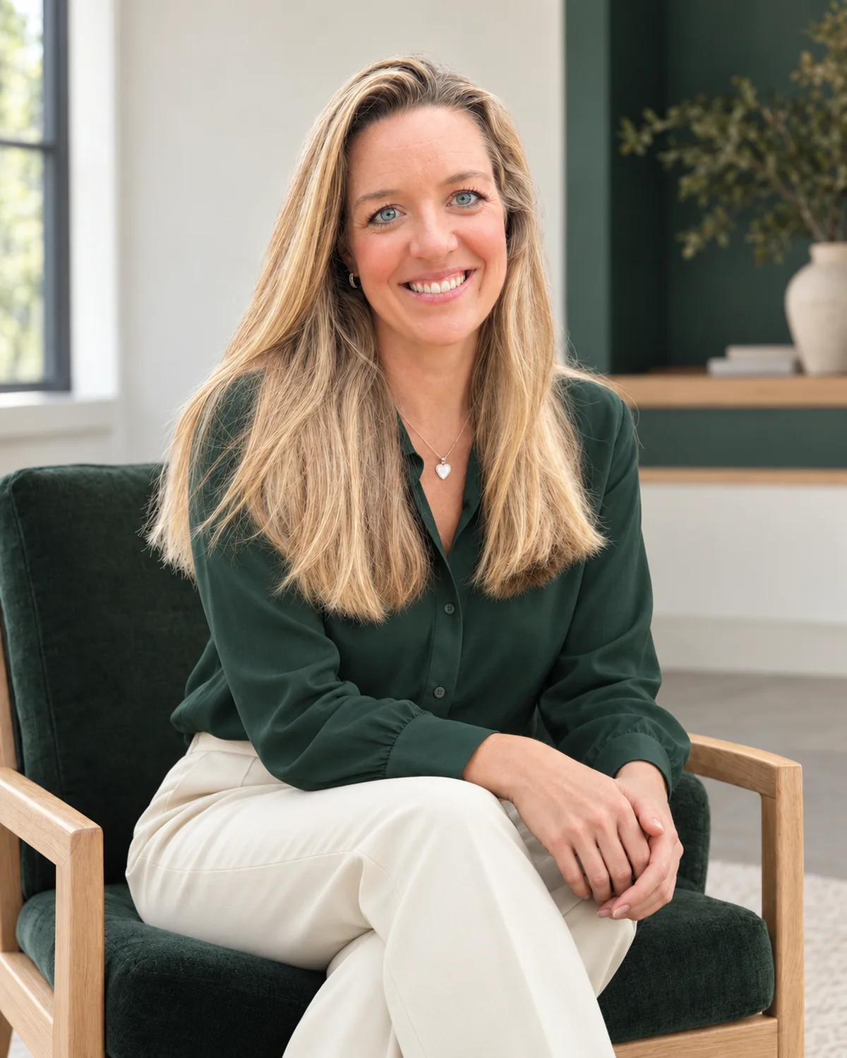 Ashley Kenerson seated in the Fortitude studio